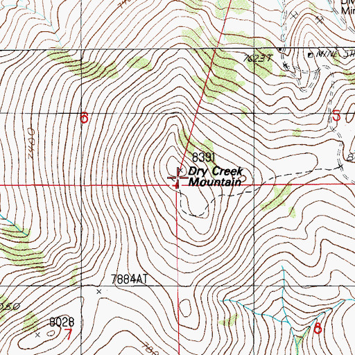 Topographic Map of Dry Creek Mountain, NV