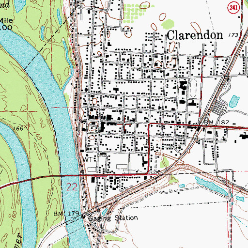 Topographic Map of Clarendon Post Office, AR