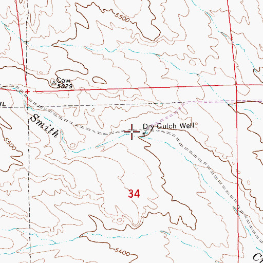 Topographic Map of Dry Gulch Well, NV