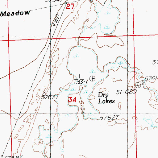 Topographic Map of Dry Lakes, NV