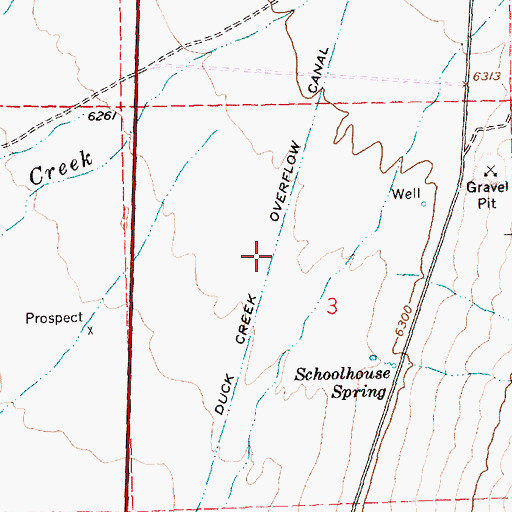 Topographic Map of Duck Creek Overflow Canal, NV