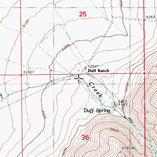 Topographic Map of Duff Ranch, NV