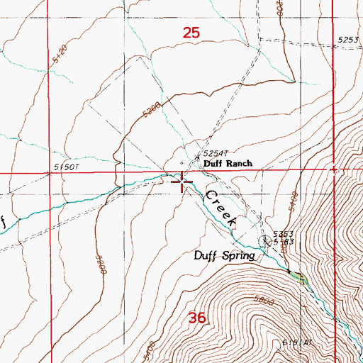 Topographic Map of Duff Ranch, NV