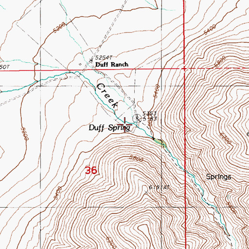 Topographic Map of Duff Spring, NV
