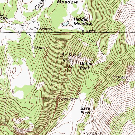 Topographic Map of Duffer Peak, NV