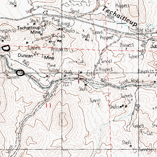 Topographic Map of Duncan Mine, NV