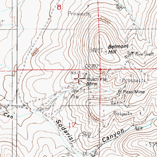 Topographic Map of Dutch Flat Mine, NV