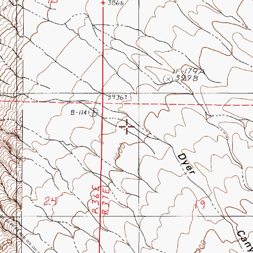 Topographic Map of Dyer Canyon, NV
