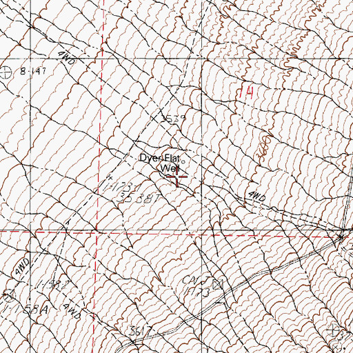 Topographic Map of Dyer Flat Well, NV