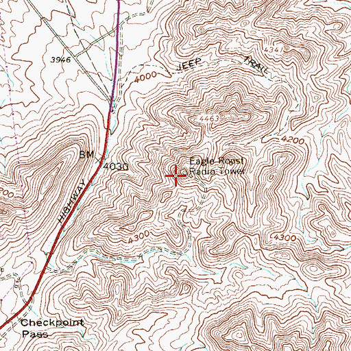 Topographic Map of Eagle Roost Radio Tower, NV