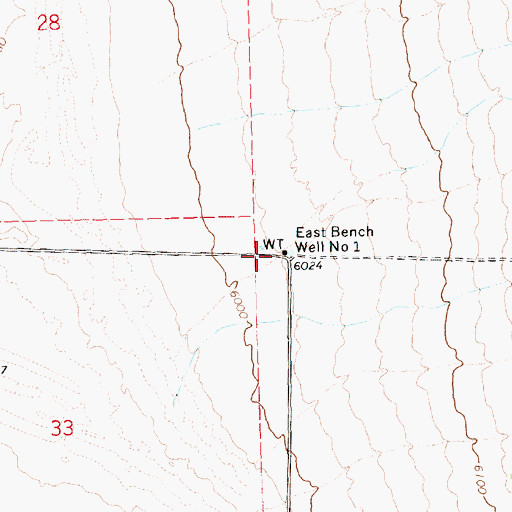 Topographic Map of East Bench Well Number One, NV