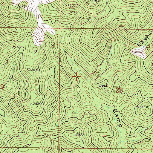 Topographic Map of East Fork Camp Creek Canyon, NV