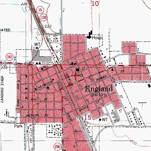 Topographic Map of England Post Office, AR