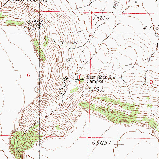 Topographic Map of East Rock Spring Campground, NV