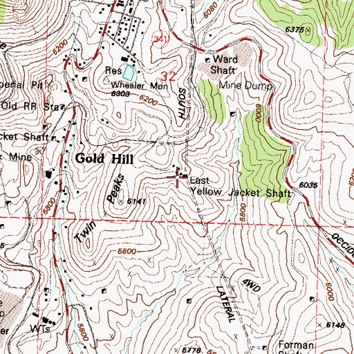 Topographic Map of East Yellow Jacket Shaft, NV