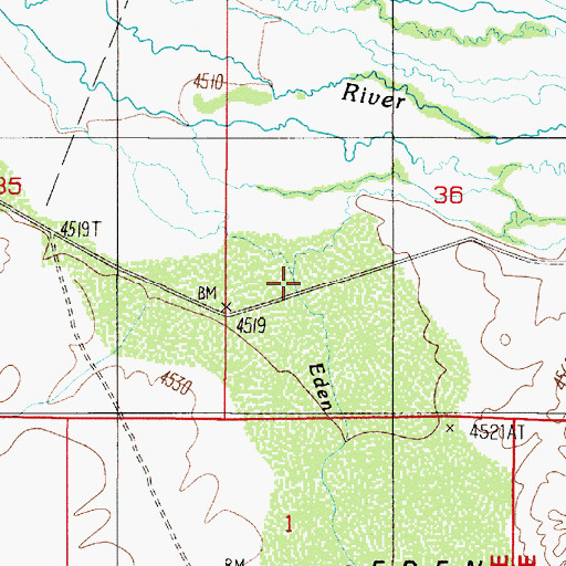 Topographic Map of Eden Creek, NV