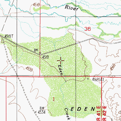Topographic Map of Eden Valley, NV
