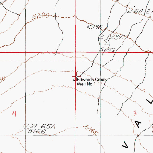 Topographic Map of Edwards Creek Well Number One, NV