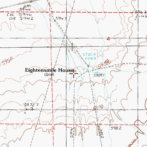 Topographic Map of Eighteenmile House, NV