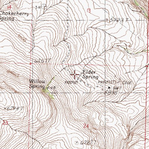 Topographic Map of Elder Spring, NV
