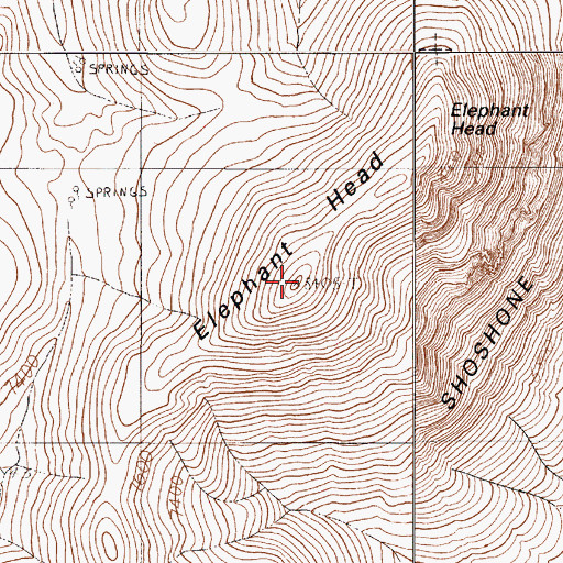 Topographic Map of Elephant Head, NV