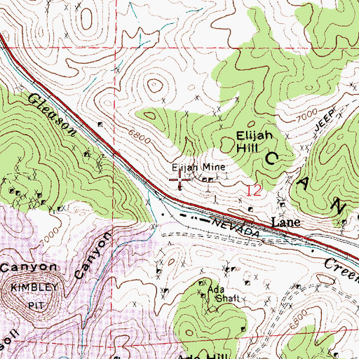 Topographic Map of Elijah Mine, NV