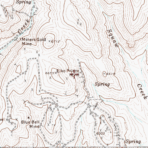 Topographic Map of Elko Prince Mine, NV