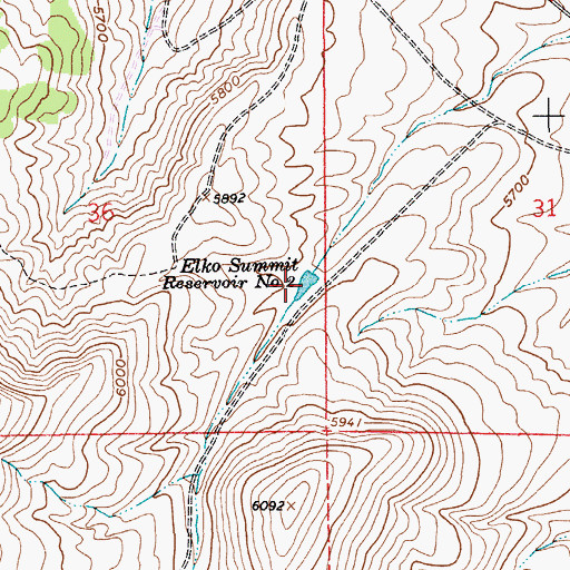 Topographic Map of Elko Summit Reservoir Number Two, NV