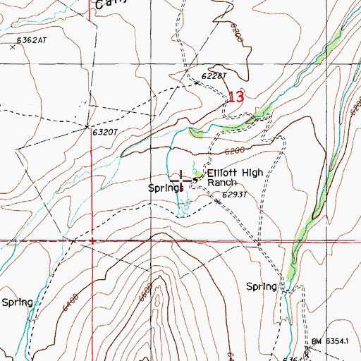Topographic Map of Elliott High Ranch, NV