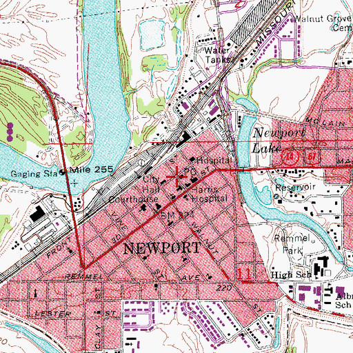 Topographic Map of Newport Post Office, AR