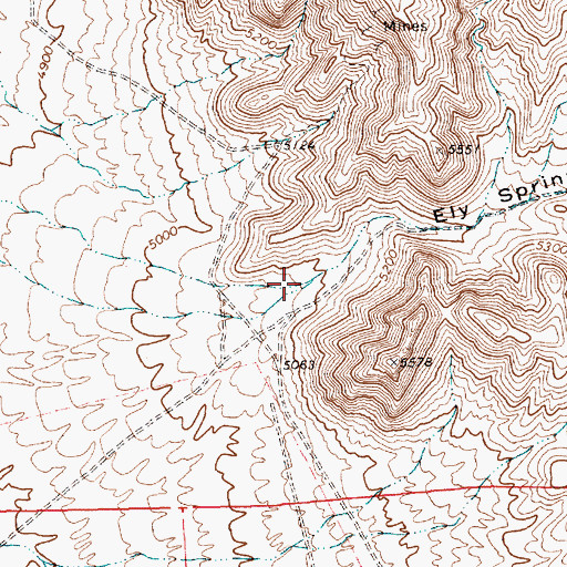 Topographic Map of Ely Springs Canyon, NV