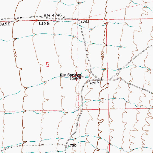 Topographic Map of Ely Springs Ranch, NV