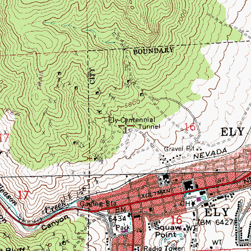 Topographic Map of Ely-Centennial Tunnel, NV