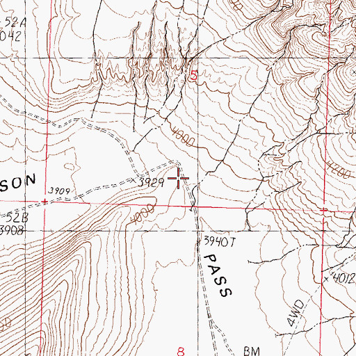 Topographic Map of Emerson Pass, NV