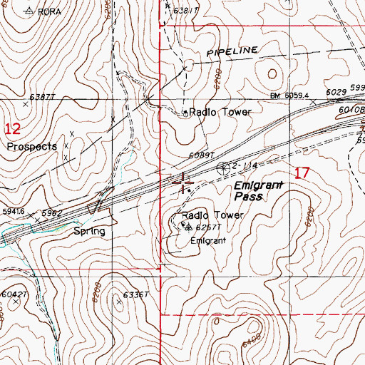 Topographic Map of Emigrant Pass, NV