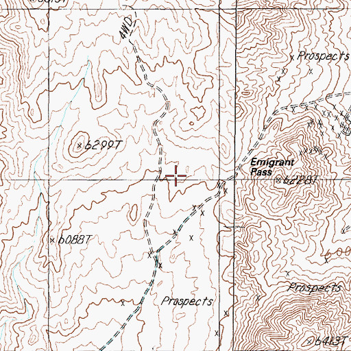Topographic Map of Emigrant Pass, NV