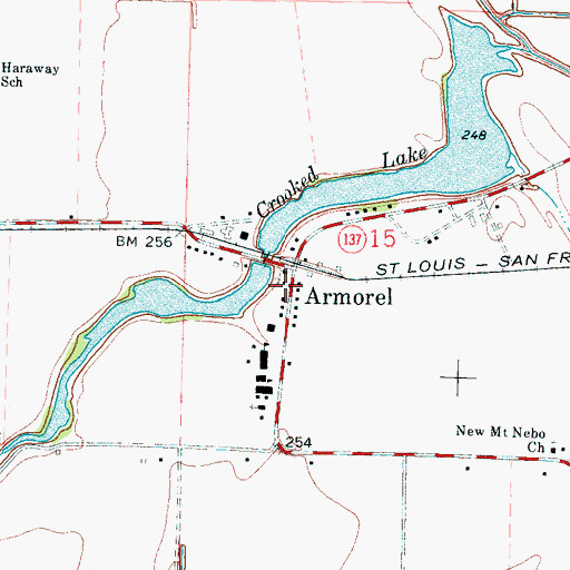 Topographic Map of Armorel Post Office (historical), AR