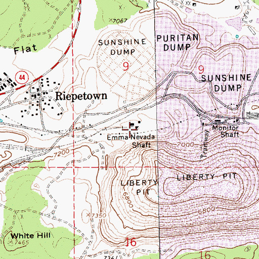 Topographic Map of Emma Nevada Shaft, NV