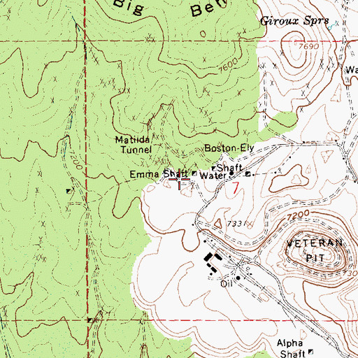 Topographic Map of Emma Shaft, NV