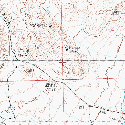 Topographic Map of Eureka Mine, NV