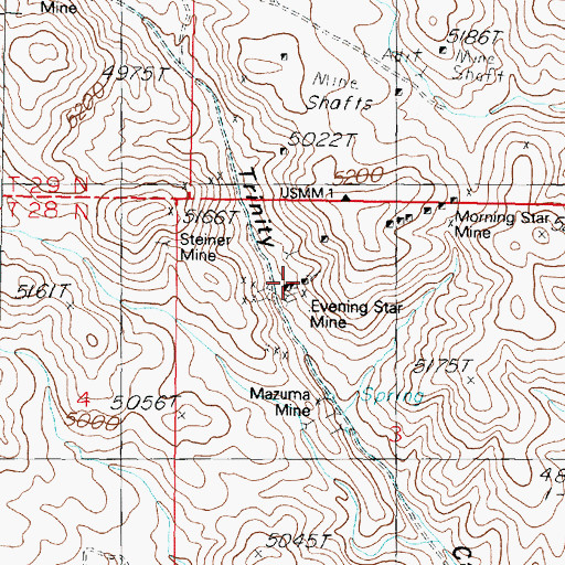 Topographic Map of Evening Star Mine, NV