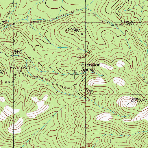 Topographic Map of Excelsior Spring, NV