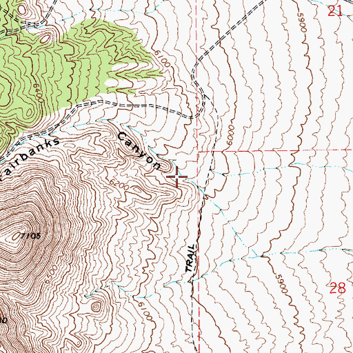 Topographic Map of Fairbanks Canyon, NV