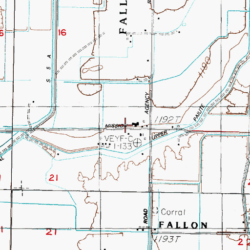 Topographic Map of Fallon Indian Sub-Agency, NV