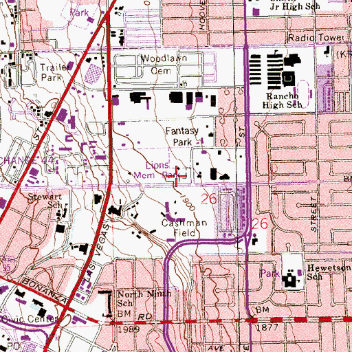 Topographic Map of Fantasy Park, NV