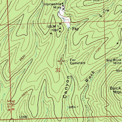 Topographic Map of Fay Cemetery, NV