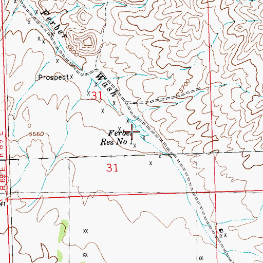 Topographic Map of Ferber Reservoir Number One, NV