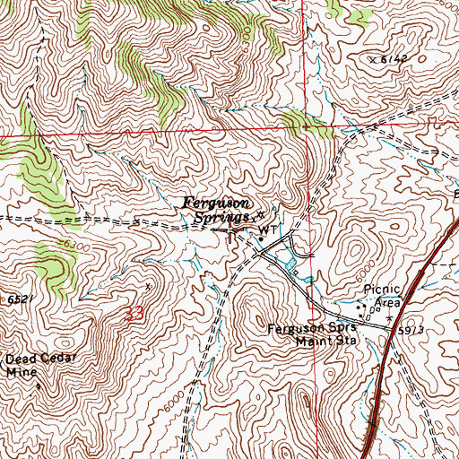 Topographic Map of Ferguson Springs, NV