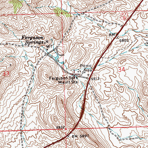 Topographic Map of Ferguson Springs Maintenence Station, NV