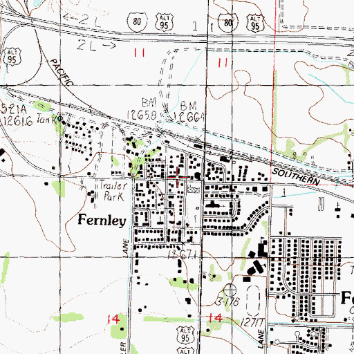Topographic Map of Fernley, NV